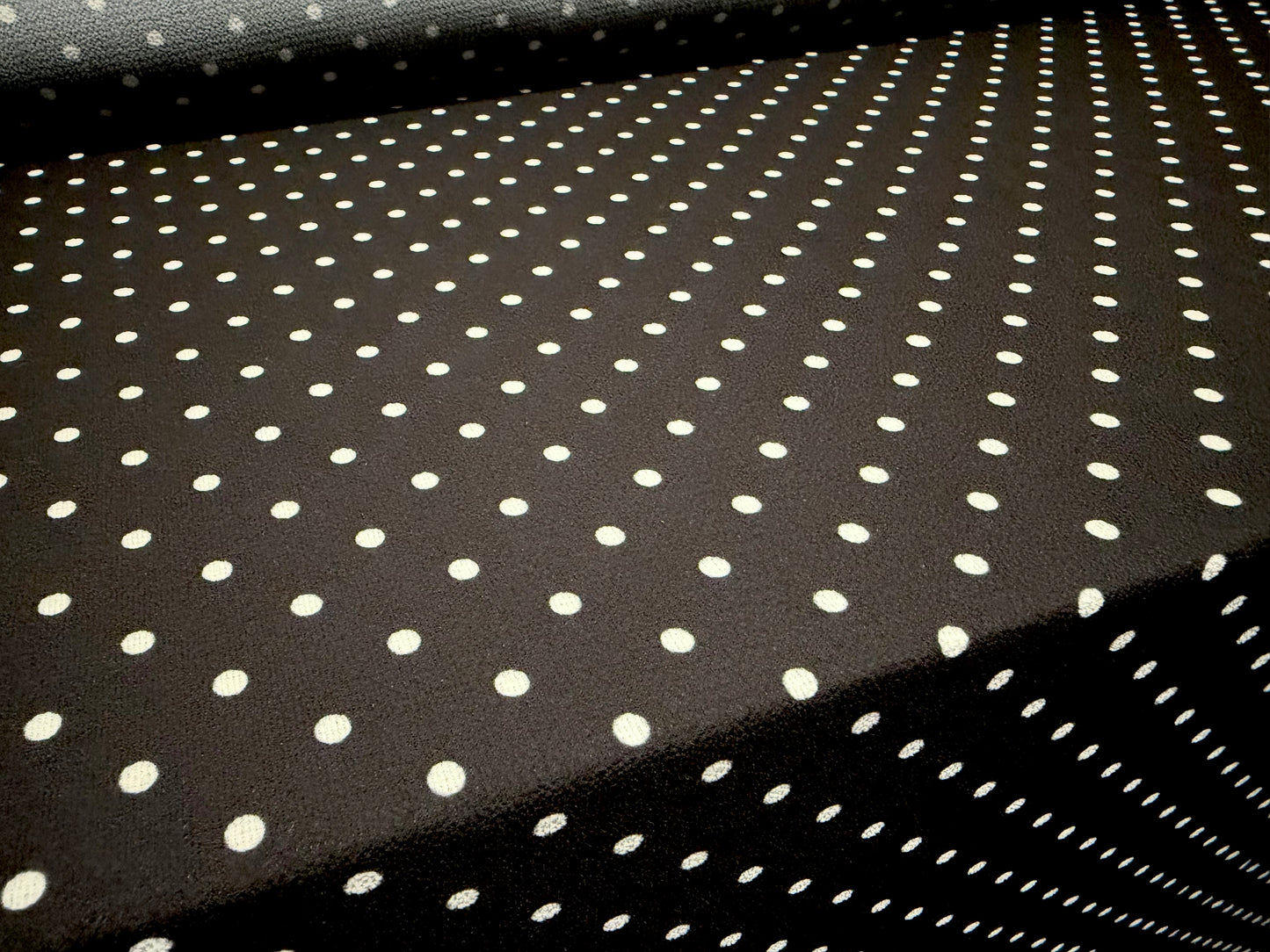 Bubble crepe woven dress fabric, per metre - polka dot print - black & white