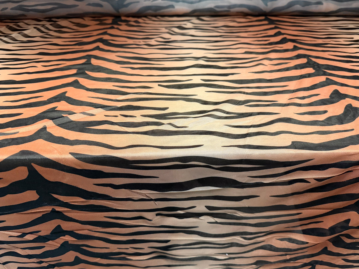 Power mesh net stretch spandex fabric, per metre - Bengal tiger print