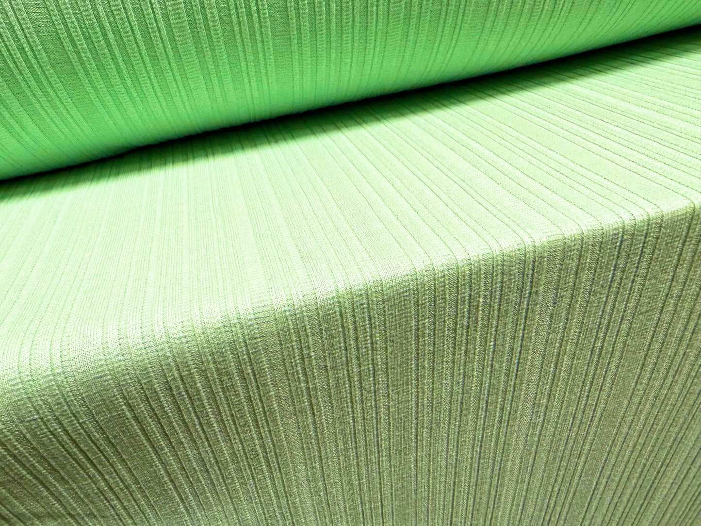 Heavyweight rib jersey fabric, per metre - raised stripe - mint green