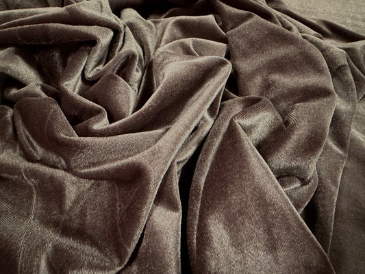 Spandex velvet stretch dress fabric, per metre - plain - taupe