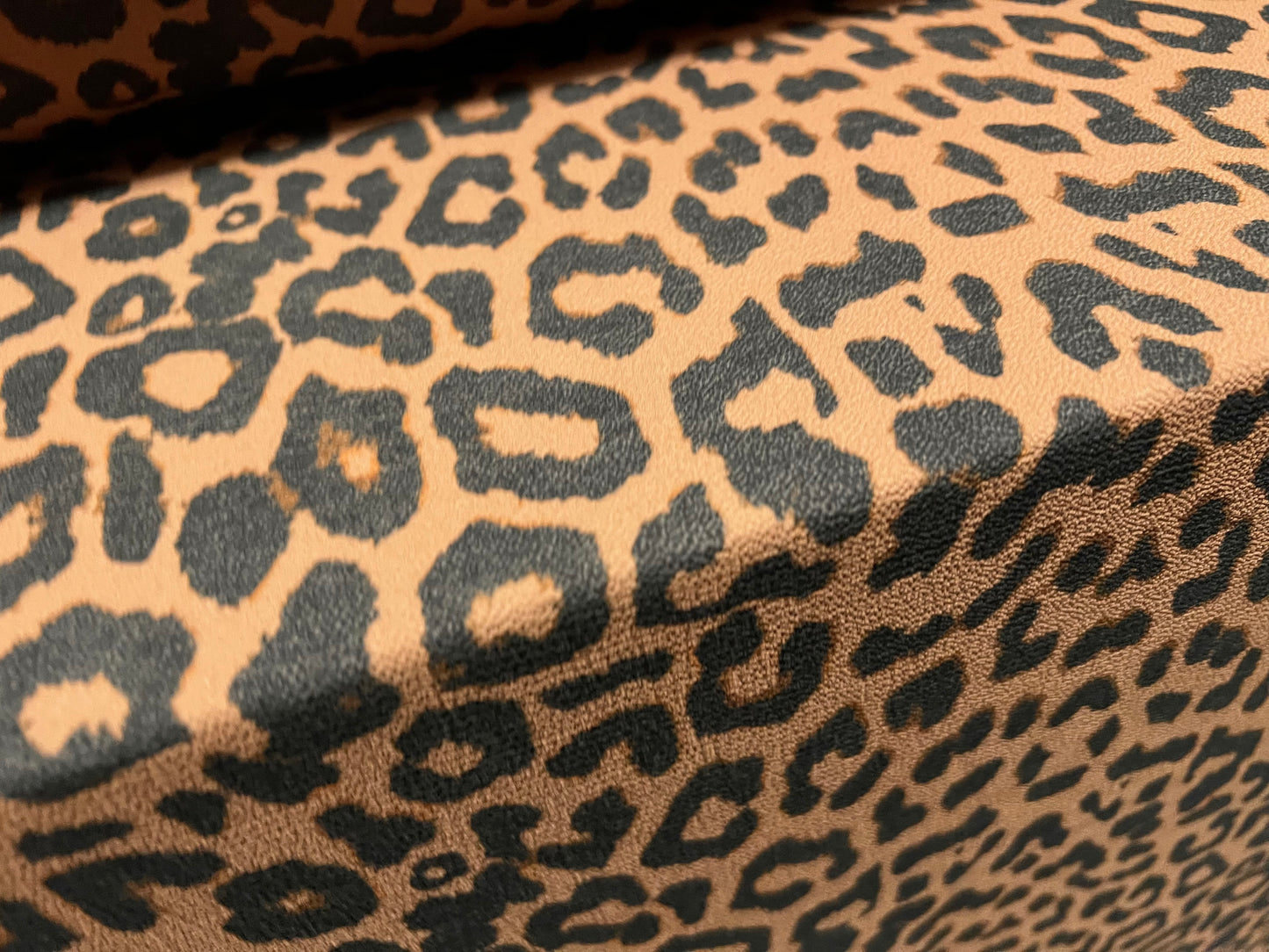 Pebble crepe woven stretch dress fabric, per metre - cheetah animal print - caramel