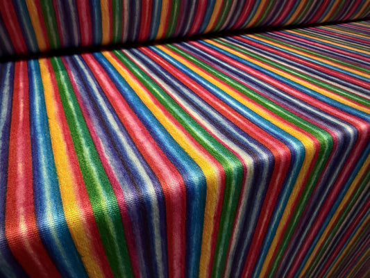 Lightweight single jersey fabric, per metre - multicolour stripe print