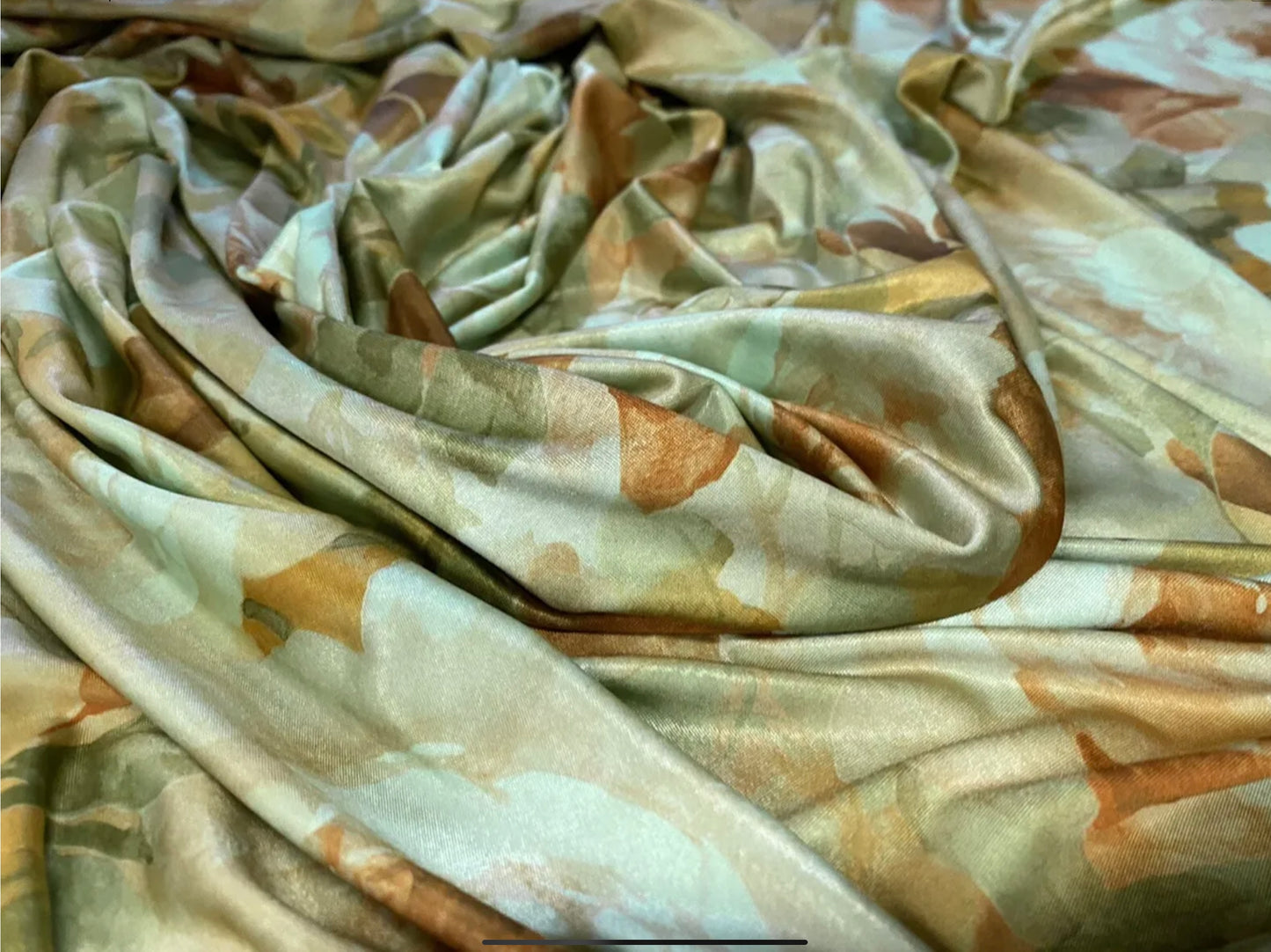 Soft touch stretch spandex single jersey fabric, per metre - roses flower print - mint & orange