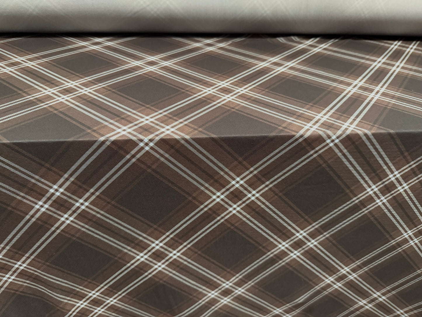Stretch spandex ITY single jersey fabric, per metre - Argyle print - grey & taupe