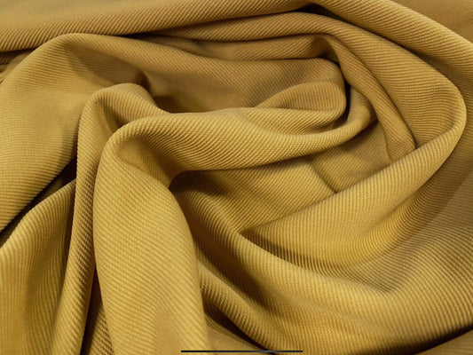 Fine Ottoman Rib Stretch Spandex Double Jersey Fabric, Per Metre - Plain - mustard