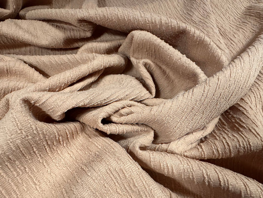 Treebark jacquard stretch spandex double jersey fabric, per metre - nude