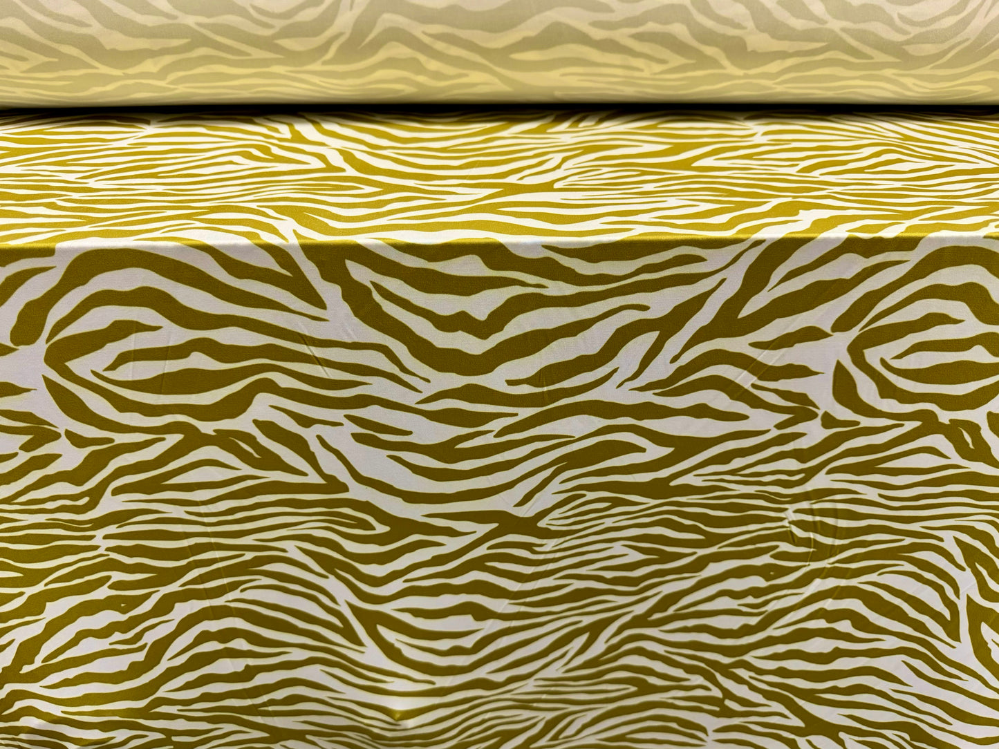 Soft touch stretch spandex single jersey fabric, per metre - zebra animal print - chartreuse green