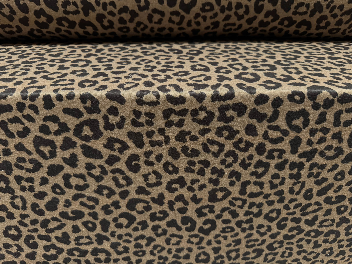 Double jersey knitwear fabric, per metre - cheetah animal print - taupe