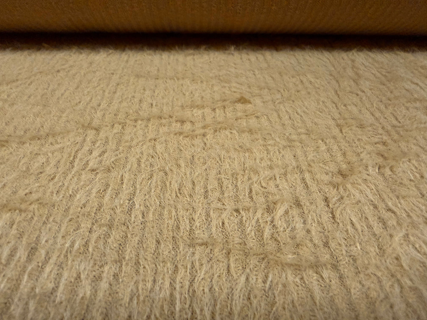 Faux mohair stretch knitwear fabric, per metre - plain - Light brown