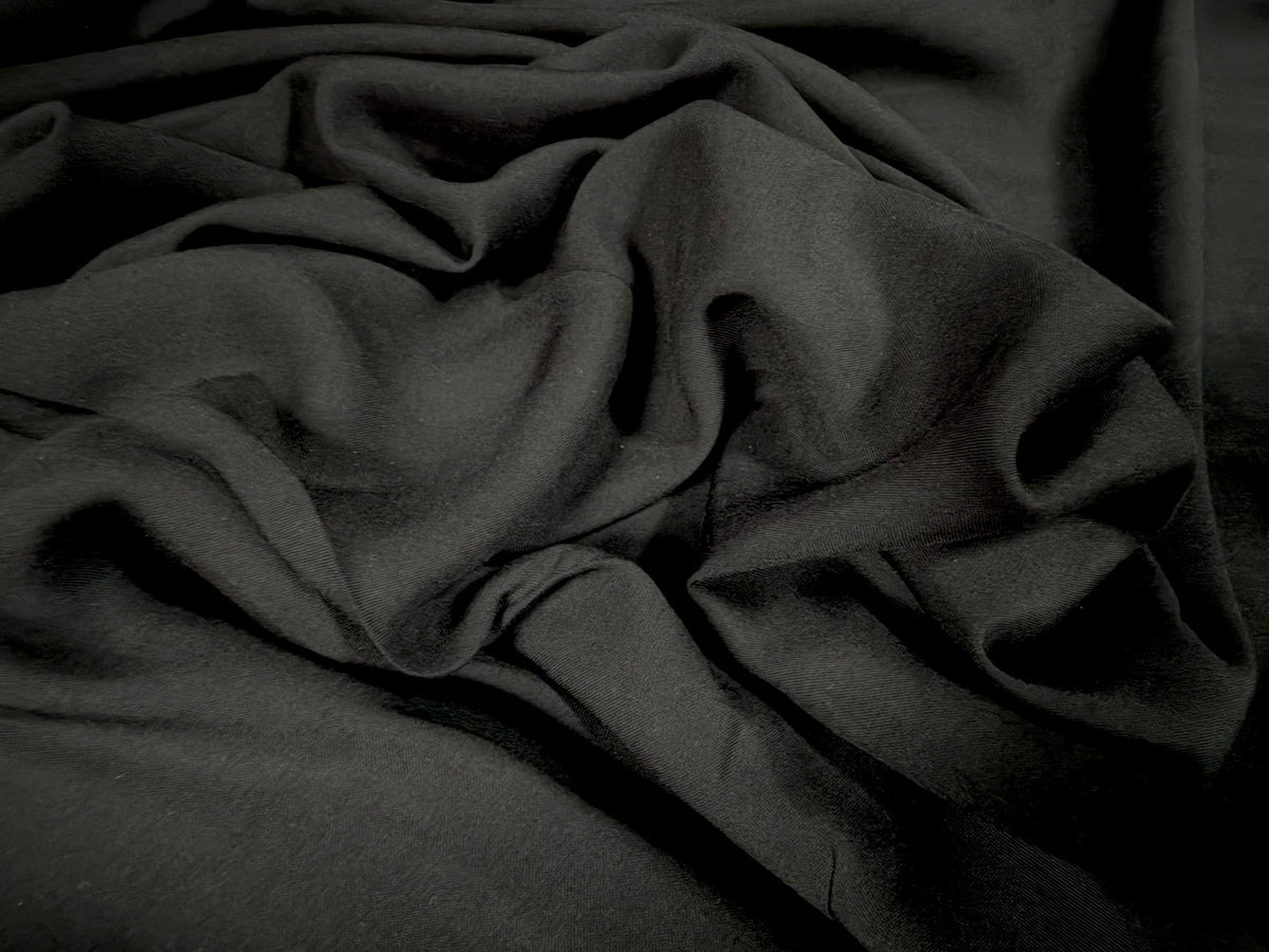 Soft handle plain weave viscose dress fabric, per metre - plain - black