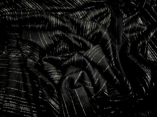Metallic single jersey fashion fabric, per metre - pinstripes - black & silver