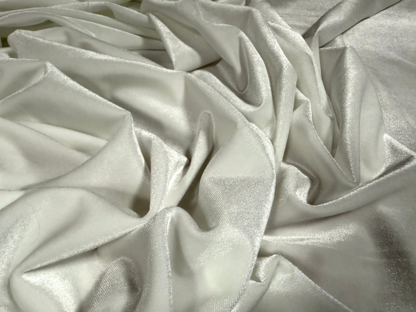 Spandex velvet stretch dress fabric, per metre - plain - winter white