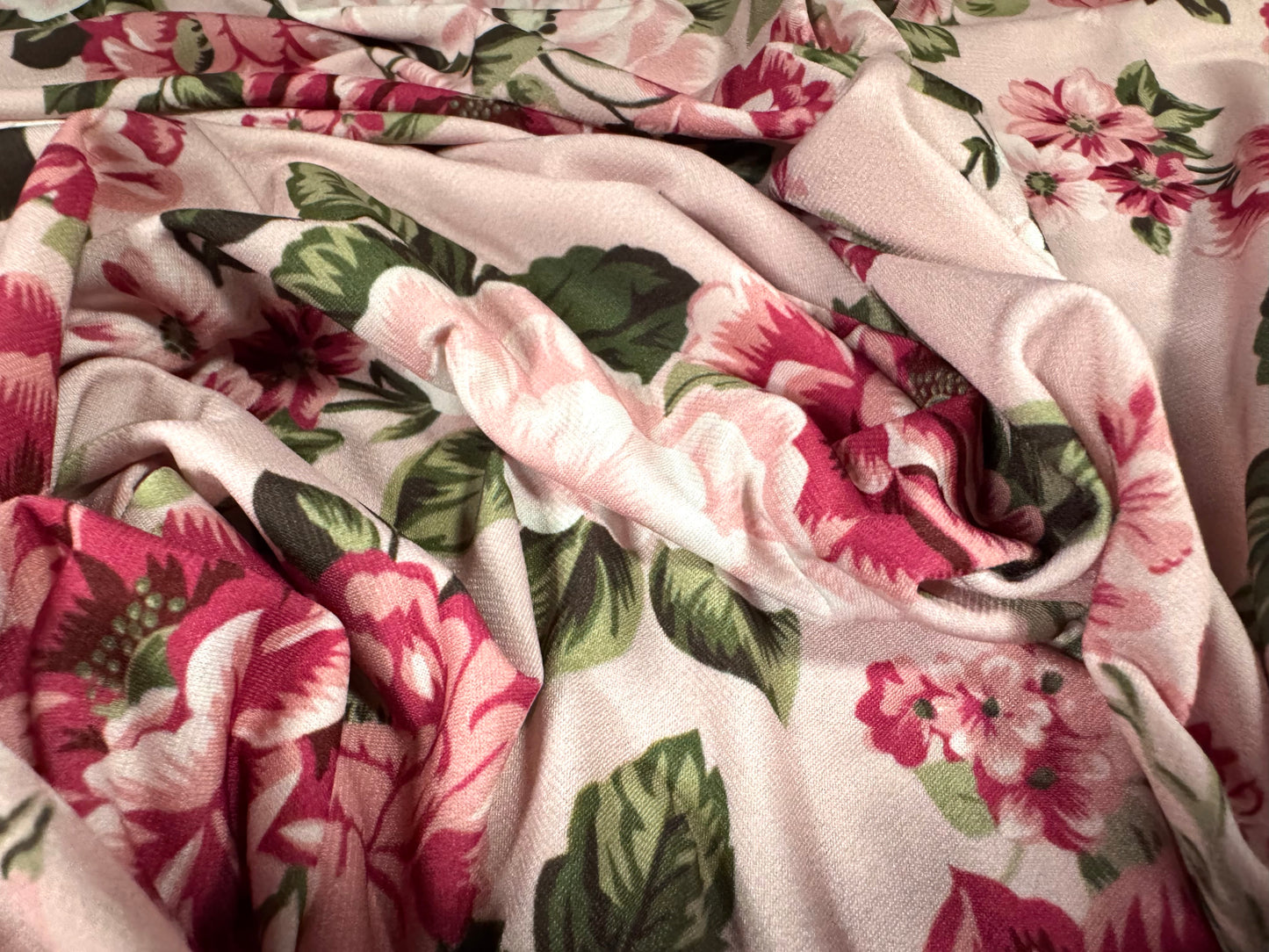 ITY stretch spandex single jersey fabric, per metre - floral print - pink carnations