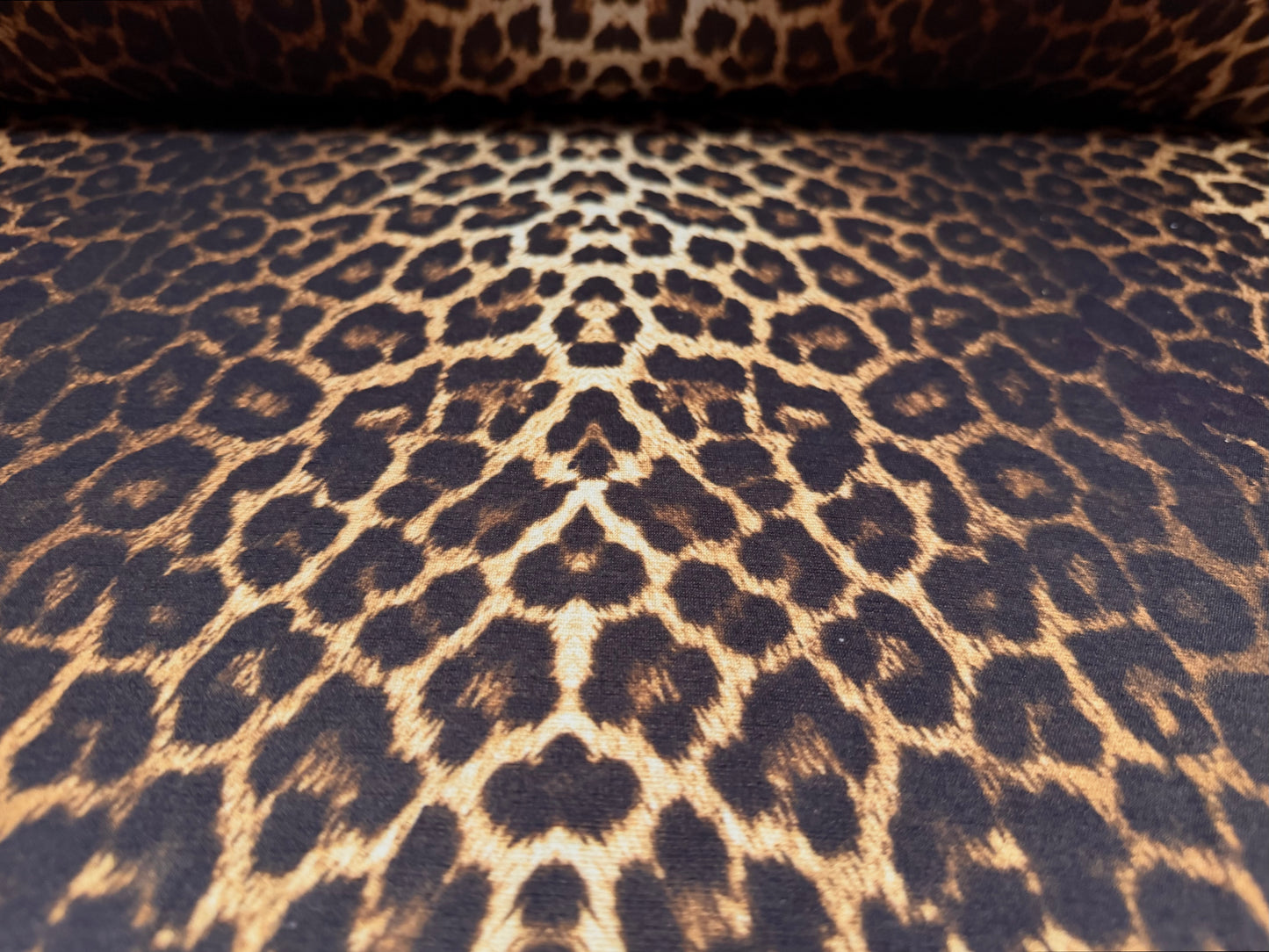 Ponte Roma double jersey knit fabric, per metre - leopard print - dark brown & gold