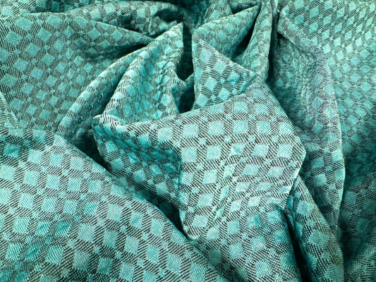 Stretch double jersey fashion fabric, per metre- jacquard - turquoise