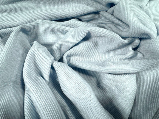 Fine ribbed spandex stretch jersey fabric, per metre - plain - baby blue