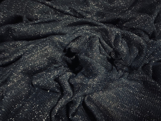 Lurex metallic knitwear stretch jersey fabric, per metre - midnight & silver melange