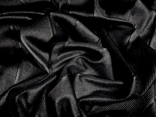 Wet look bandage rib stretch spandex jersey fabric, per metre - black