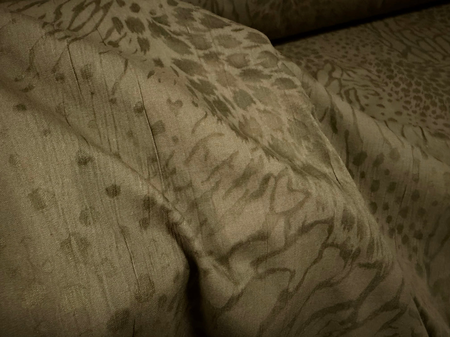 Lightweight cotton woven dress fabric, per metre - animal burnout - khaki