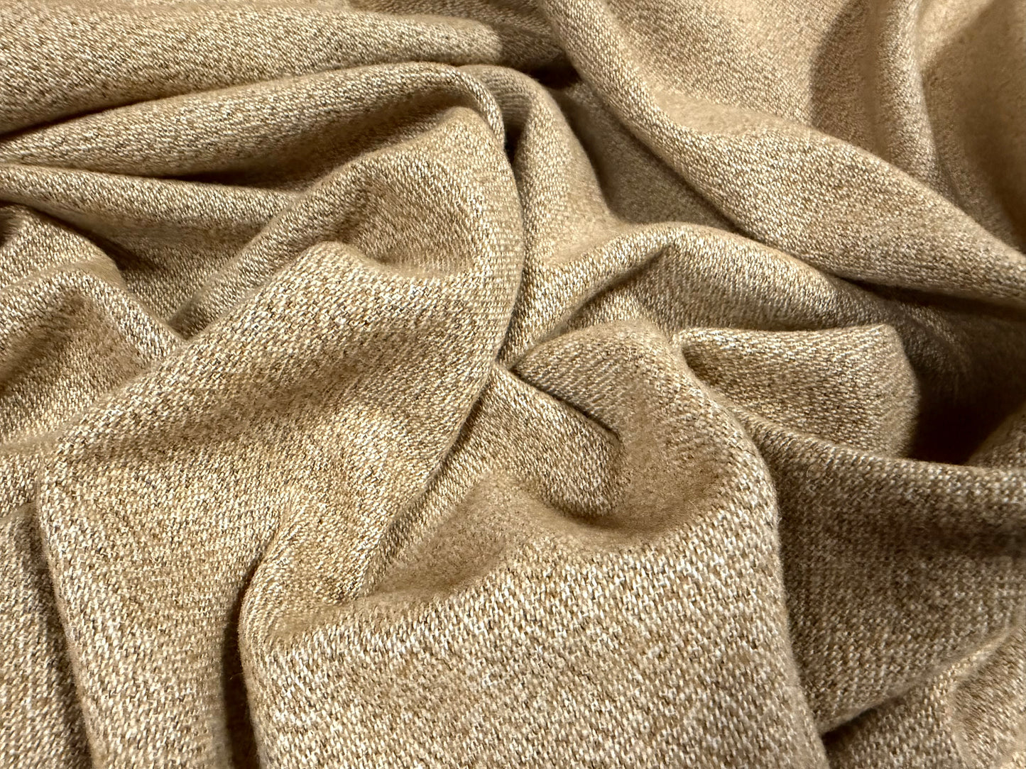Soft wool flannel suiting fabric, per metre - salt & pepper melange - beige