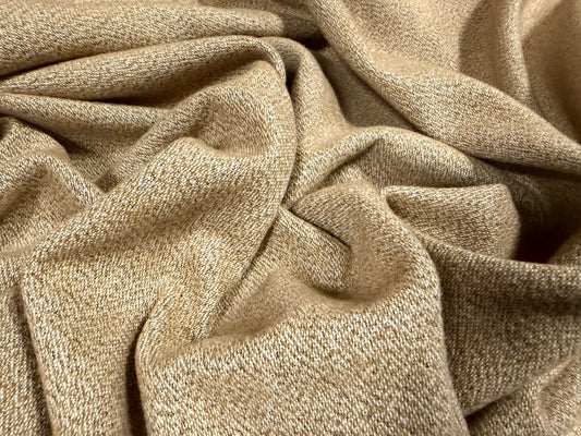Soft wool flannel suiting fabric, per metre - salt & pepper melange - beige