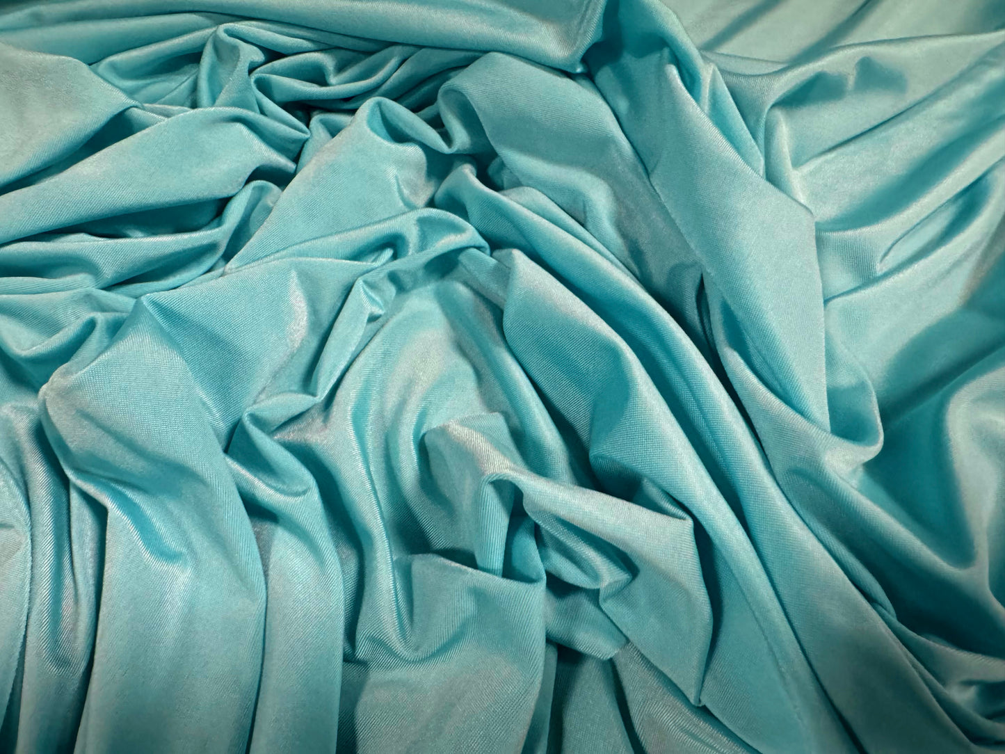 Soft touch stretch spandex single jersey fashion fabric, per metre - plain - turquoise