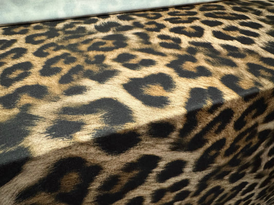 ITY stretch spandex single jersey fabric, per metre - leopard print - stone
