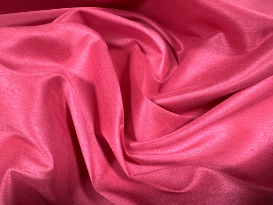 Shantung satin faux silk woven dress fabric, per metre - plain - cerise