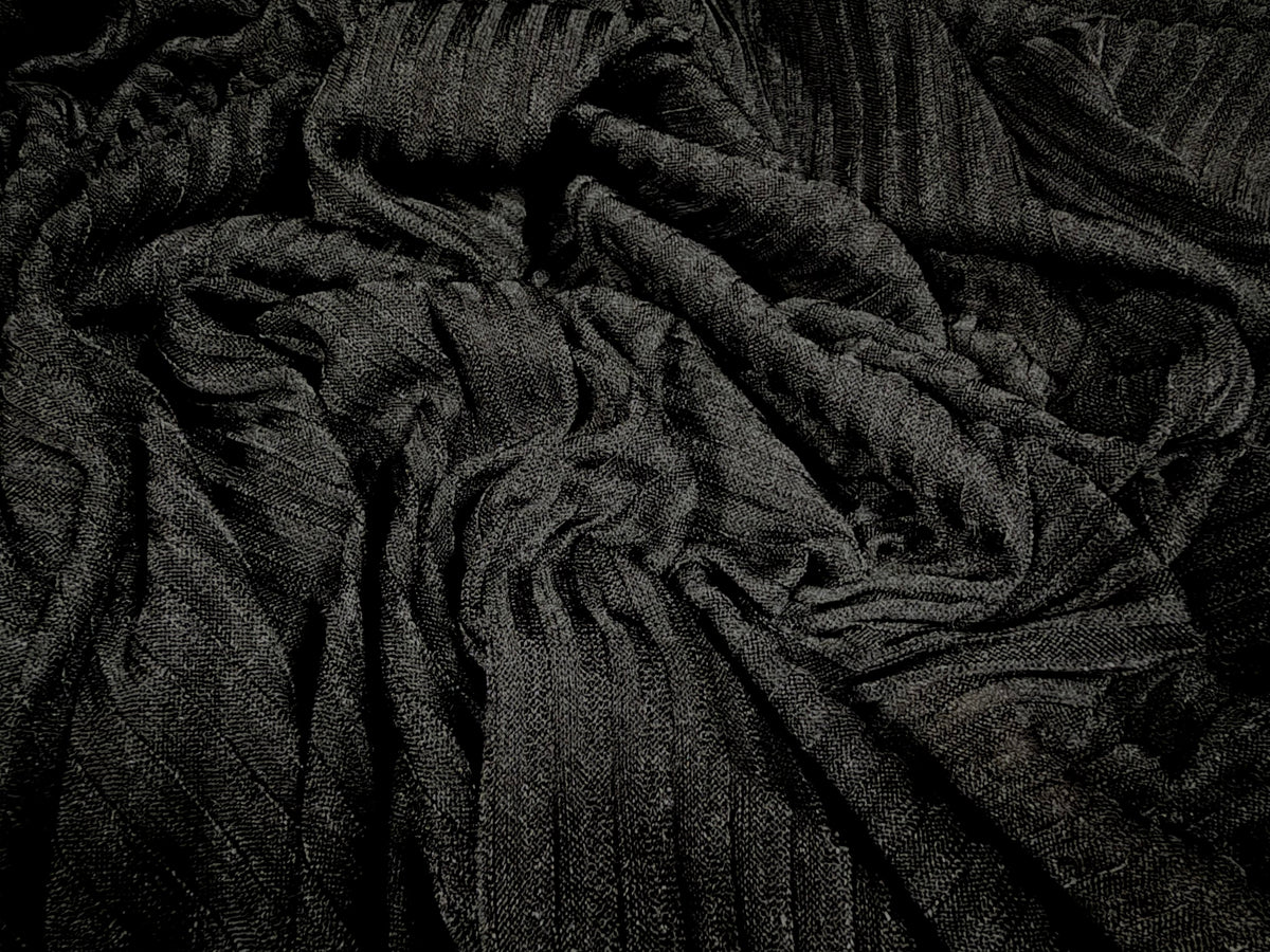 Stretch spandex rib jersey fabric, per metre - melange - black