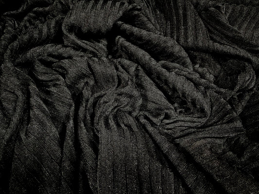 Stretch spandex rib jersey fabric, per metre - melange - black