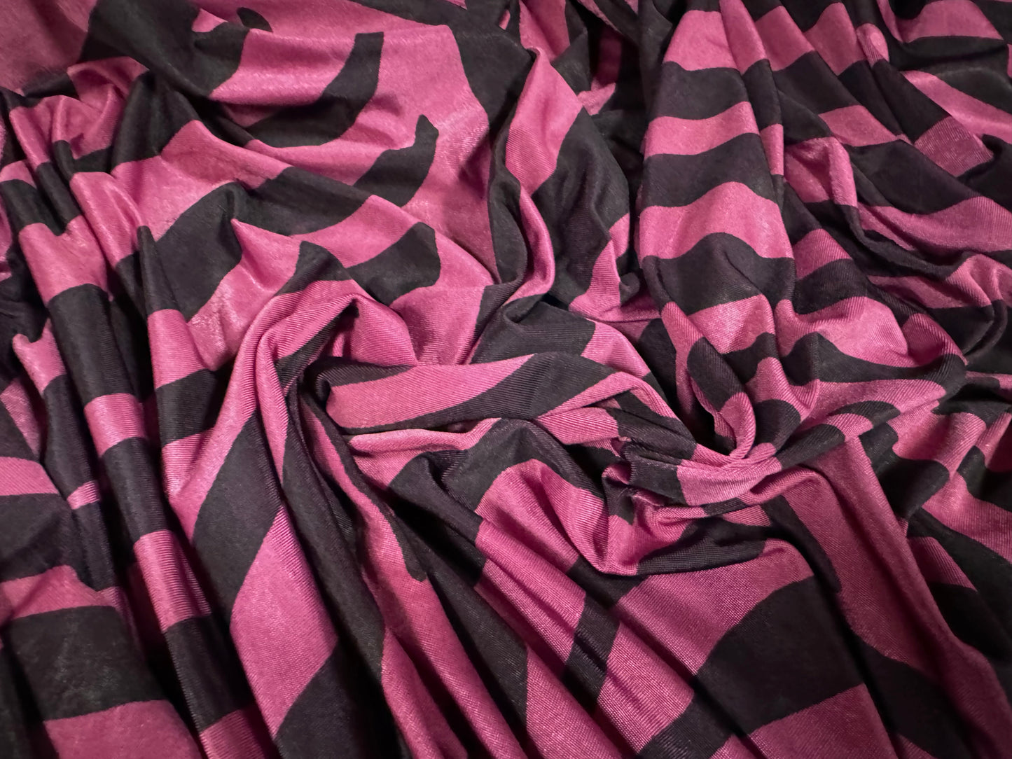 Soft touch stretch spandex single jersey fabric, per metre - zebra animal print - magenta