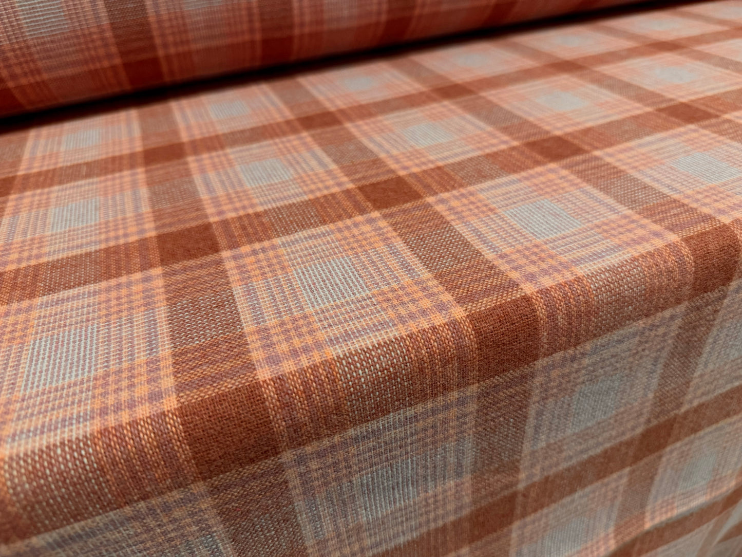 Wool flannel coat jacket fabric, per metre - check - pink & mulberry