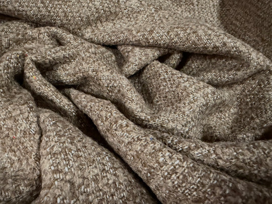 Heavyweight wool bouclé fabric, per metre - melange - taupe