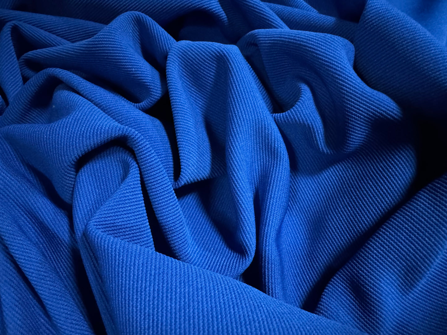 Fine ottoman rib stretch double jersey fabric , per metre - plain - azure blue
