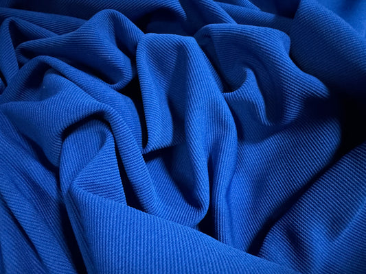 Fine ottoman rib stretch double jersey fabric , per metre - plain - azure blue