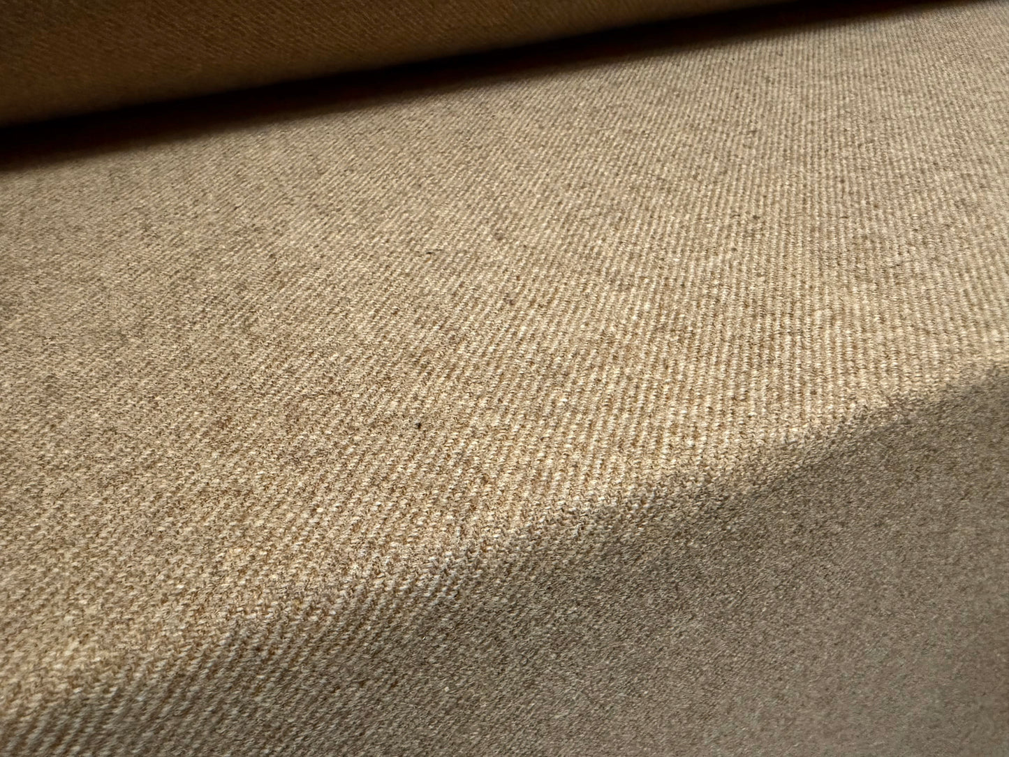Wool tweed fabric, per metre - plain - stone