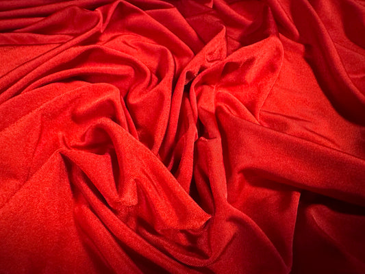 Disco shimmer stretch spandex jersey fabric, per metre - plain - red