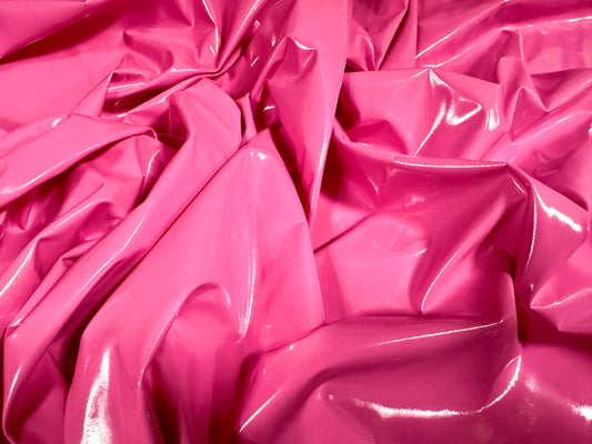 High gloss pvc fabric with comfort stretch, per metre - plain - hot pink