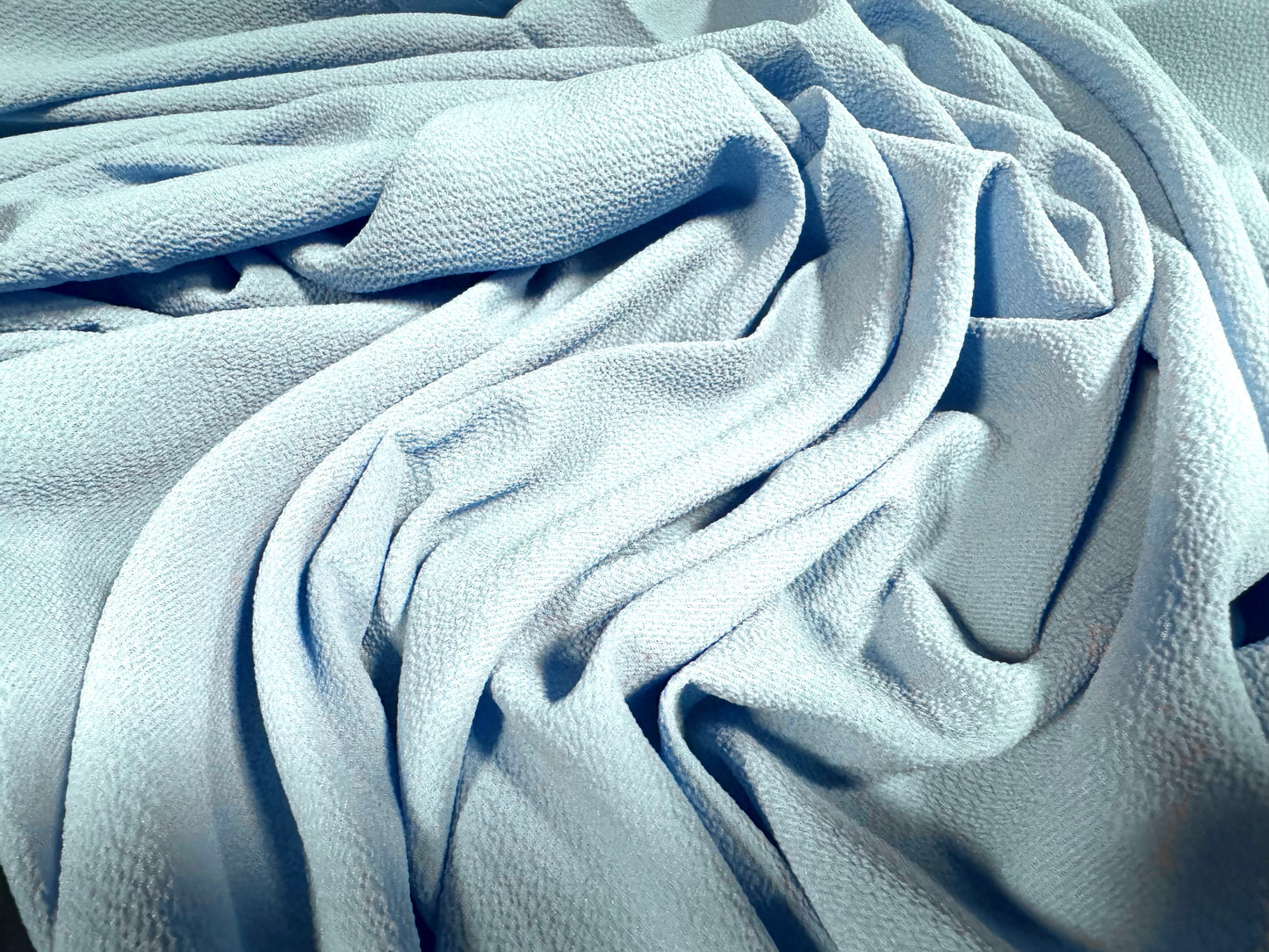 Bubble crepe stretch woven dress fabric, per metre - plain - sky blue