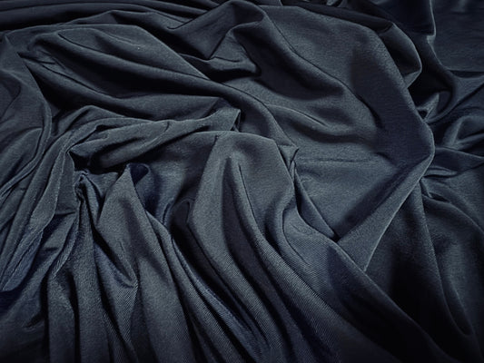 Soft touch spandex stretch jersey dress fabric, per metre - plain - dark navy blue