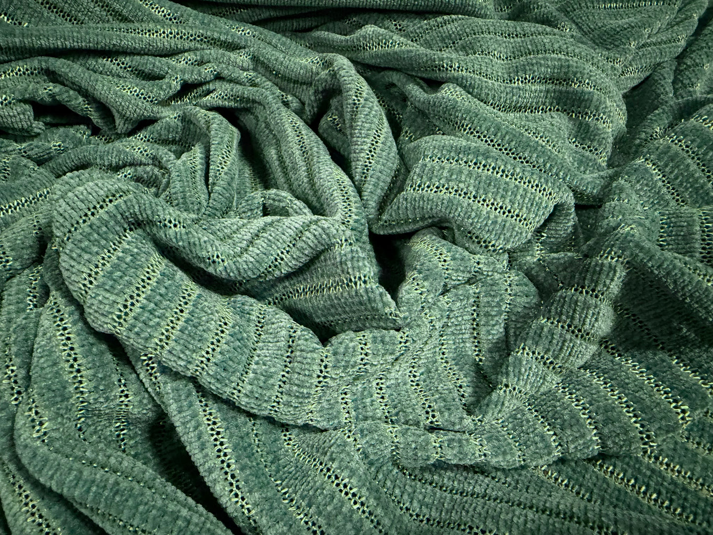 Soft velour knit fabric, per metre - stripe - seafoam green