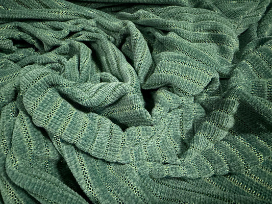 Soft velour knit fabric, per metre - stripe - seafoam green