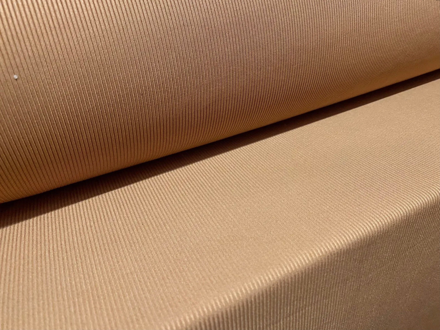 Stretch spandex rib jersey fabric, per metre - plain - caramel