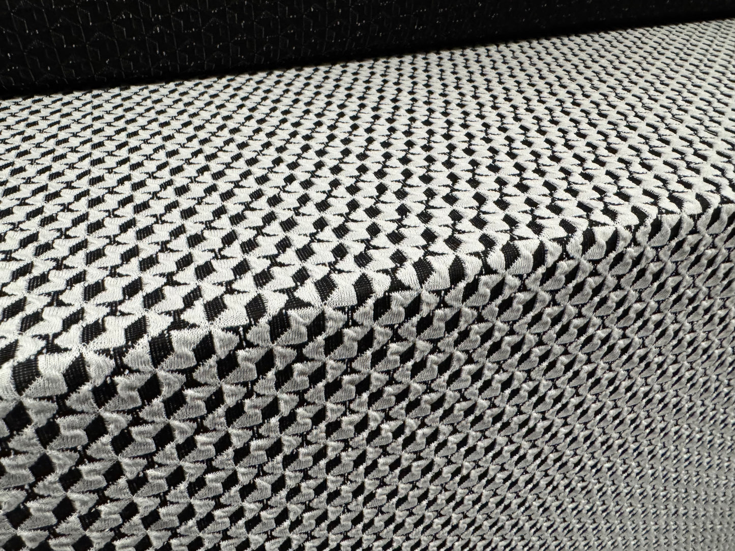 Double jersey stretch spandex fabric, per metre - geometric jacquard - monochrome