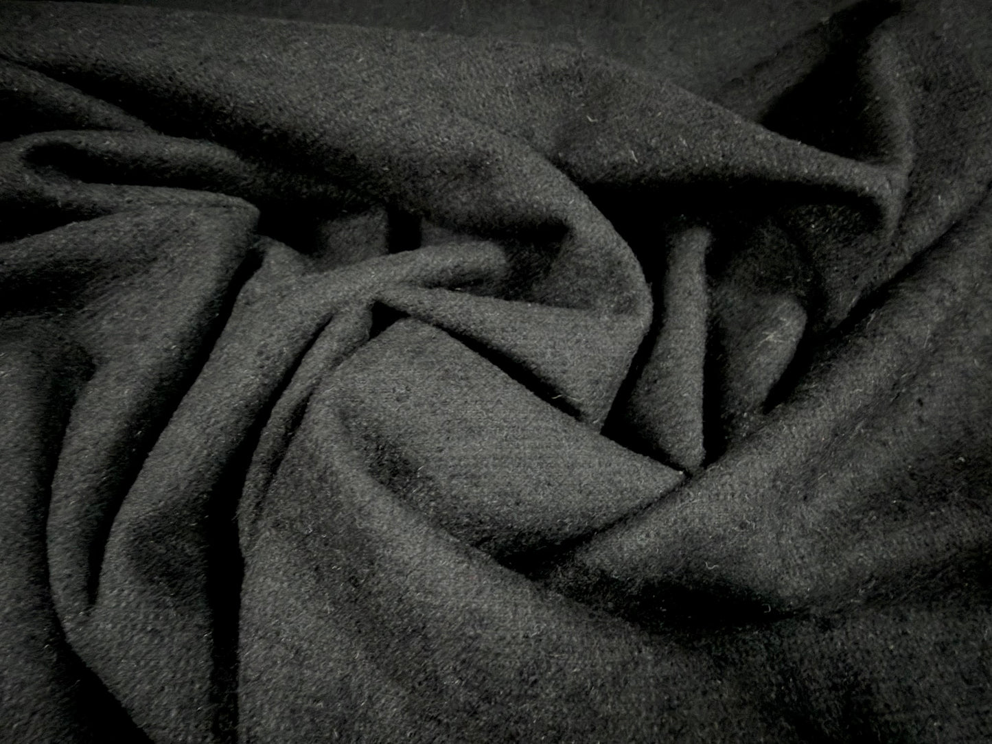 Wool bouclé fabric, per metre - plain - black