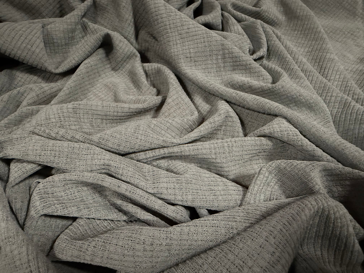 Thick & thin rib stretch spandex single jersey fashion fabric, per metre - plain - grey