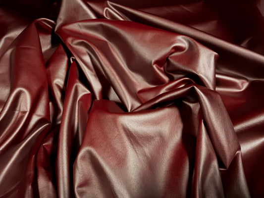 Stretch pvc spandex jersey leather look fabric, per metre - burgundy