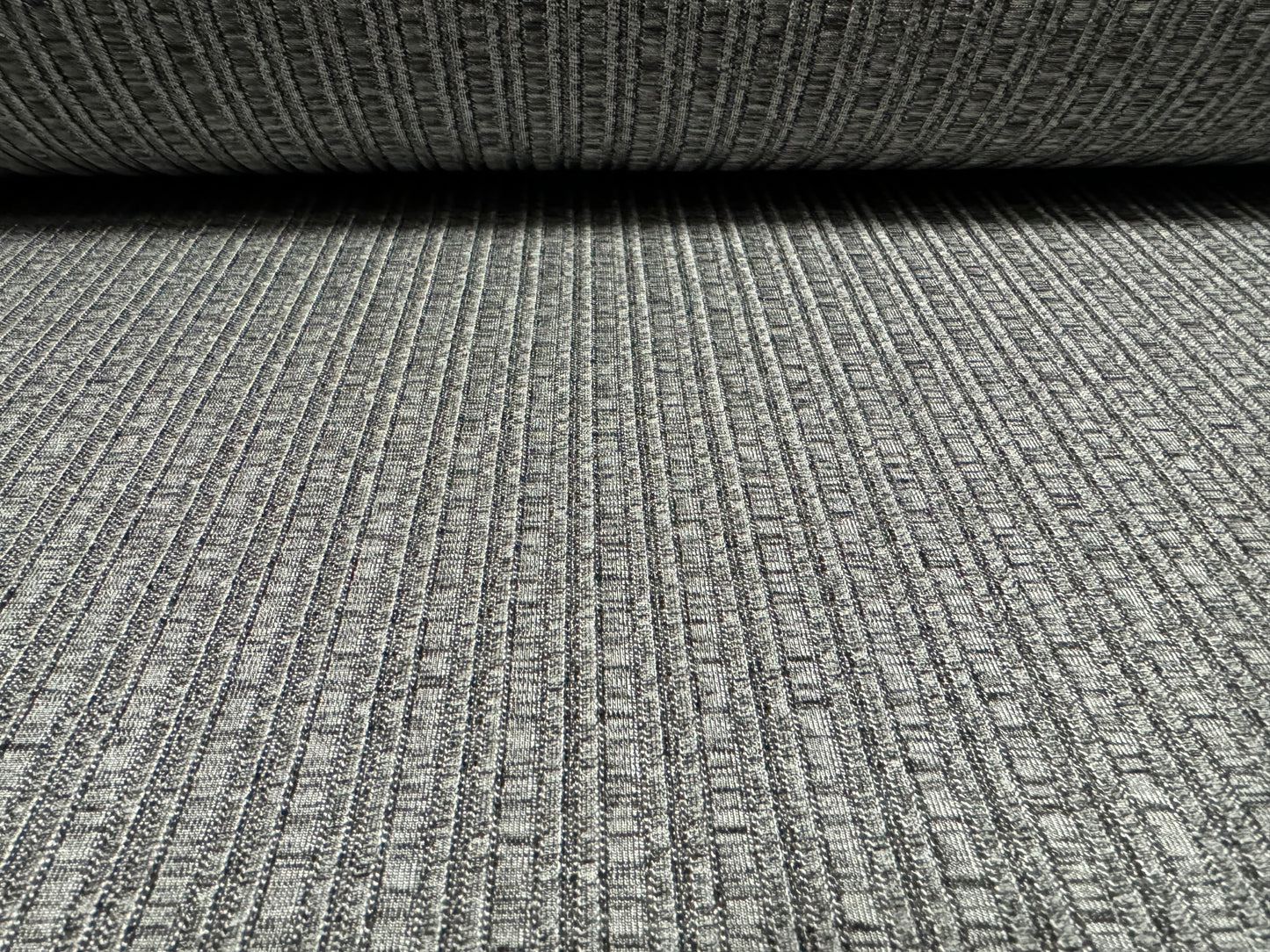 Shiny & textured stretch double jersey rib fabric, per metre - silver grey