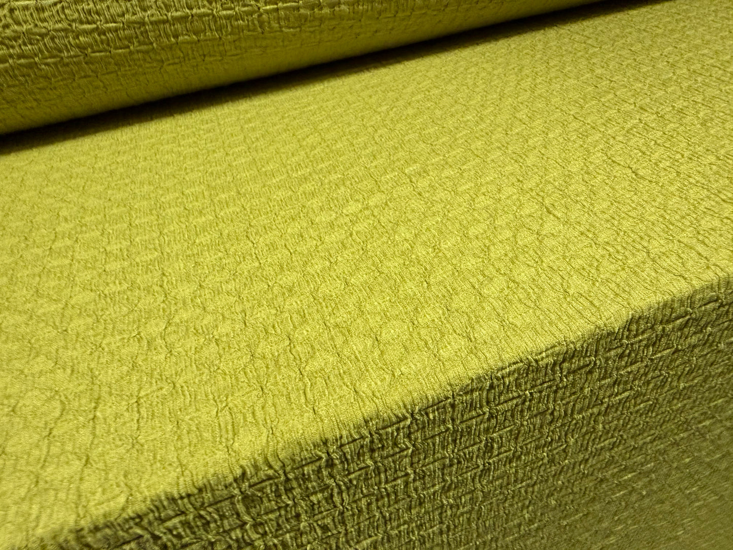 Blister jacquard stretch woven fabric, per metre - solid - lime green