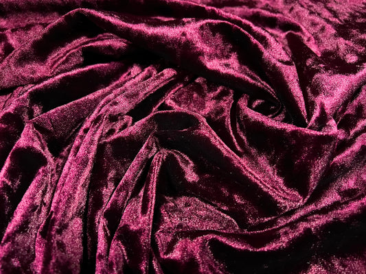 Spandex velvet velour stretch fabric, per metre - marbled - plum